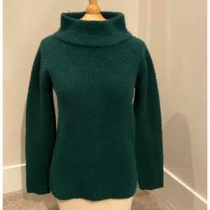 Ann Taylor Chunky Knit Mock Turtleneck Oversized Sweater, Forest Green, Size XSP